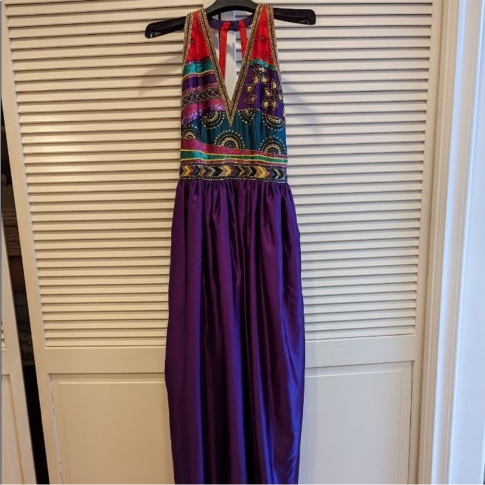Victoria Royal Beaded Satin Gown